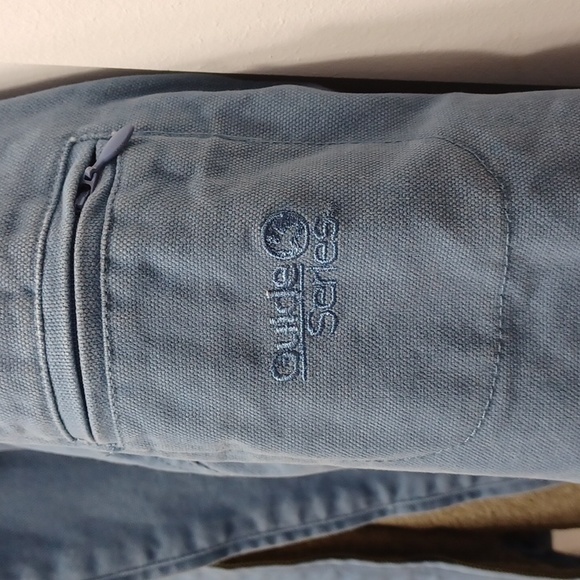 Jean Jacket Denim Light Blue Gray Sherpa Gander Mountain Guide Workwear Coat - Picture 5 of 9